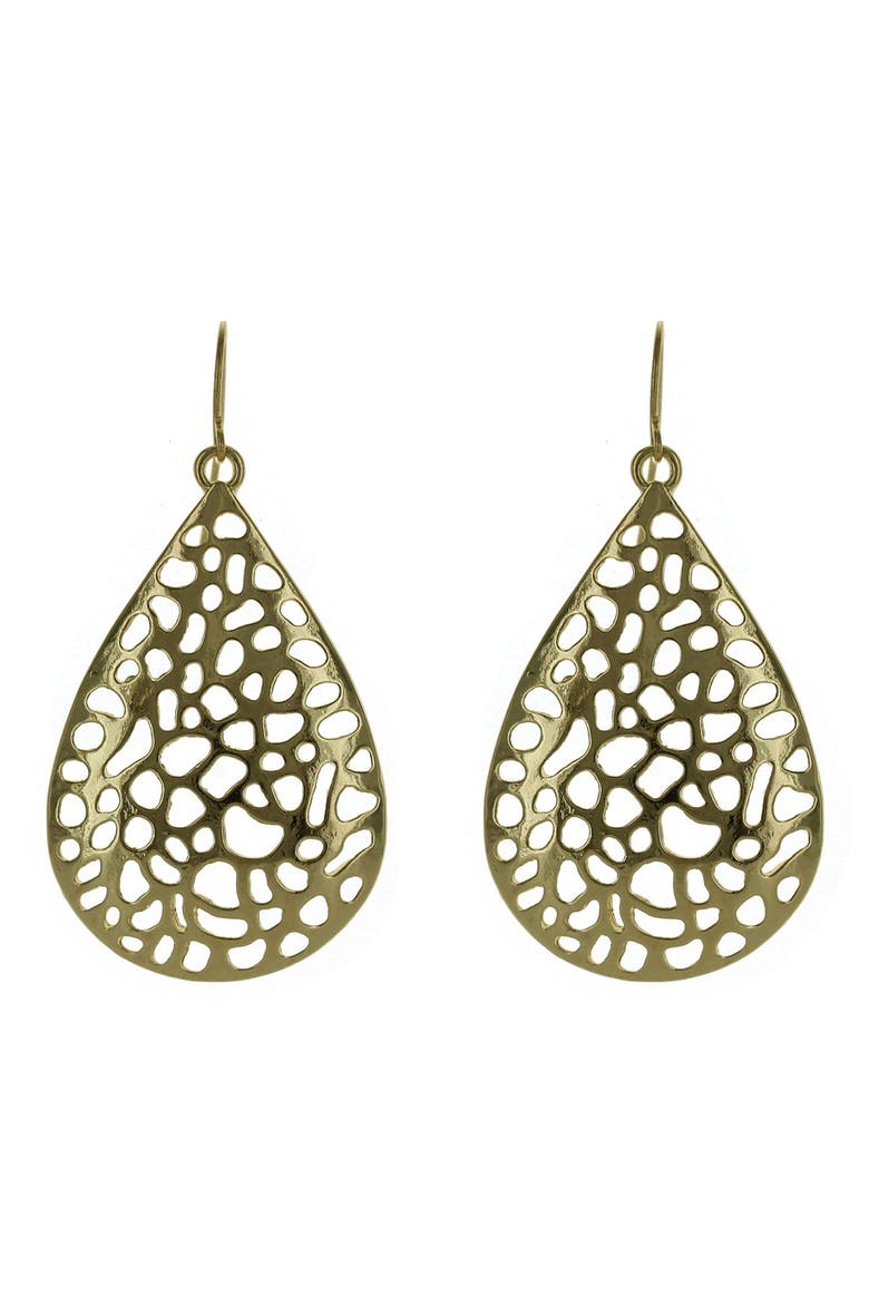 Cutout Teardrop Earrings, Main, color, GOLD