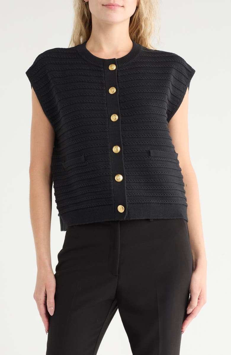 rag & bone Evelyn Boxy Cotton Blend Sweater Vest, Main, color, Black