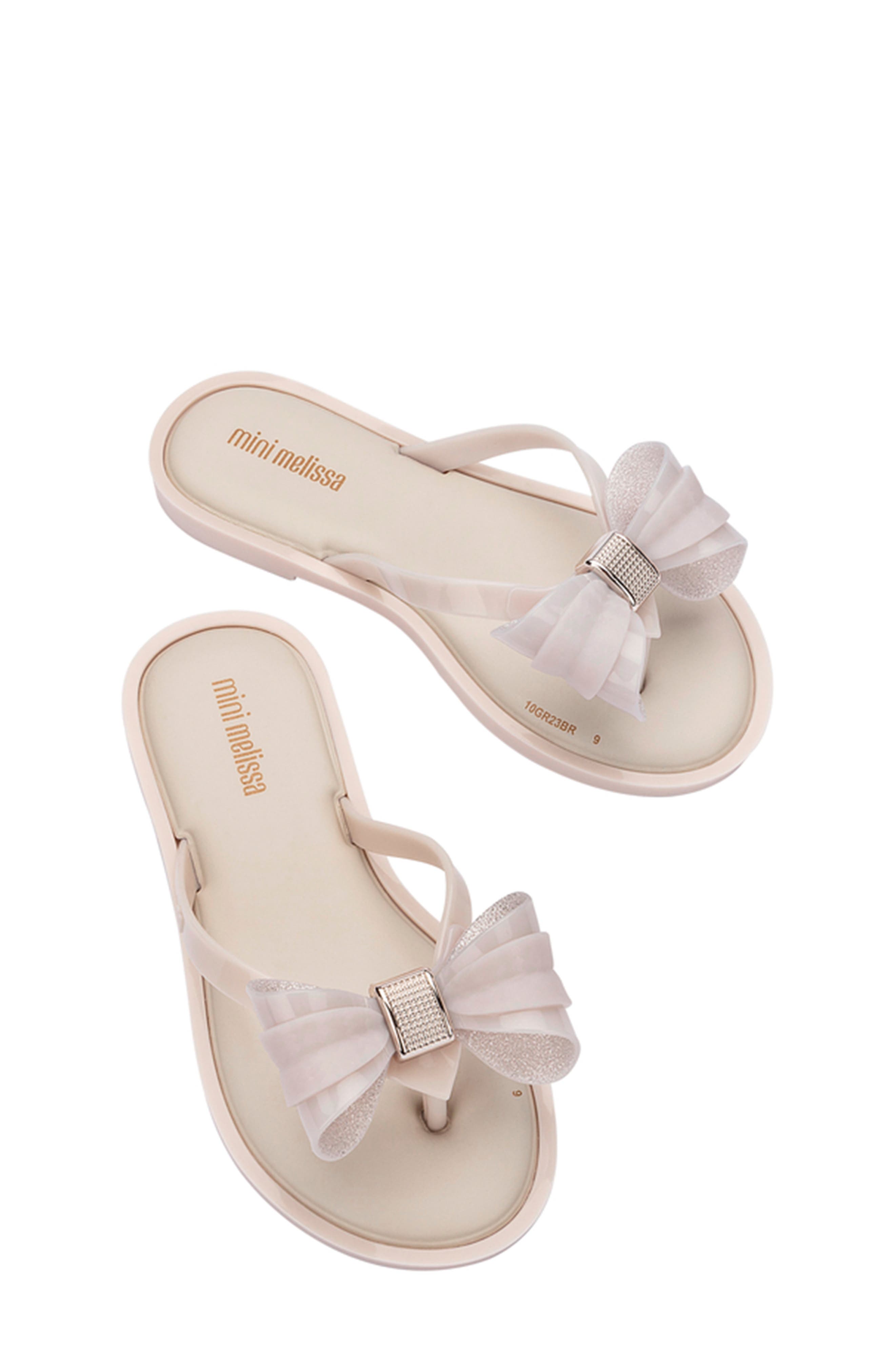 Melissa Kids' Bow Flip Flop, Alternate, color, Beige