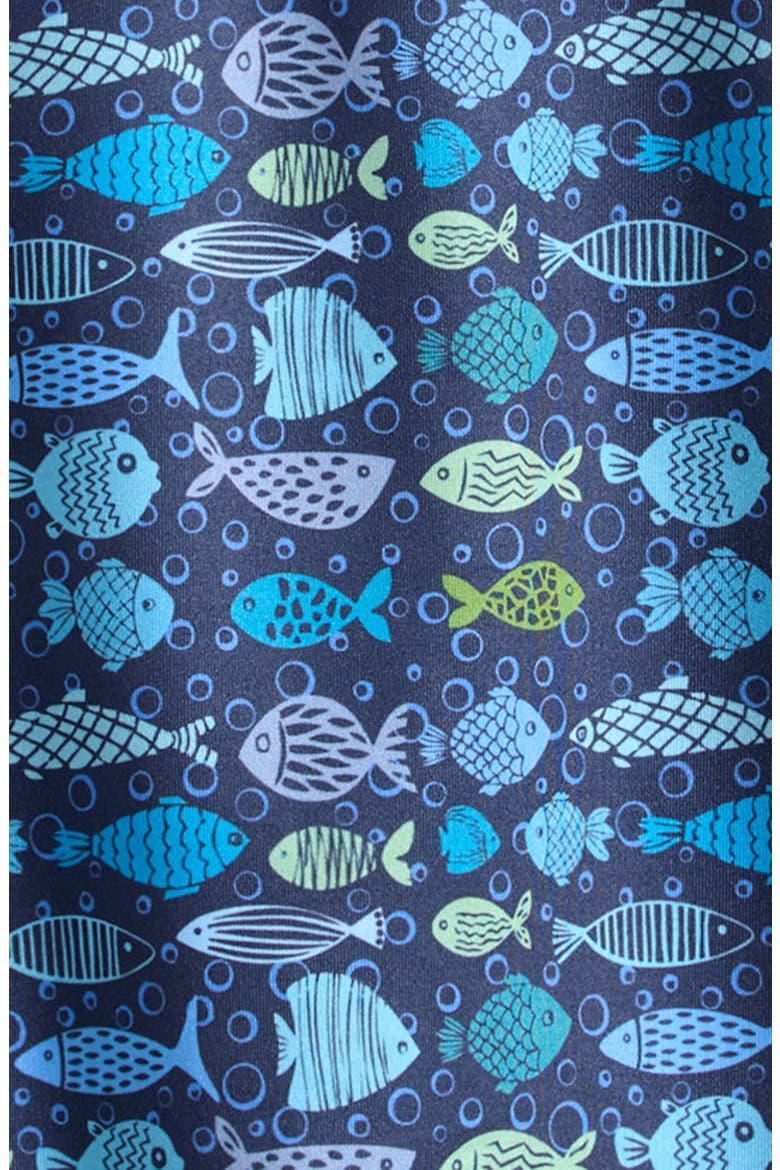 Kids' Fish Print Polo, Alternate, color, NAVY BLUE