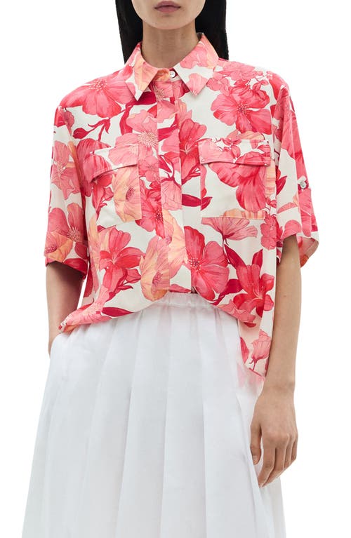 Mango Floral Button-up Shirt In Red