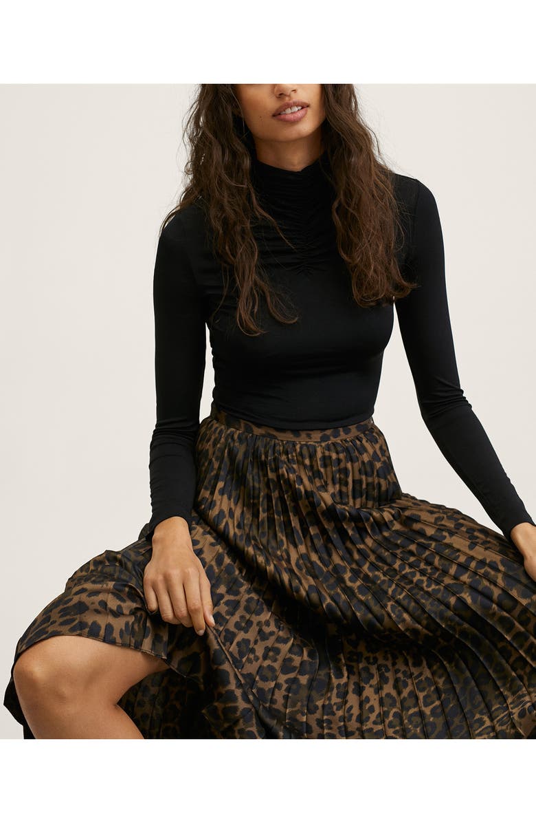 MANGO Animal Print Pleated A-Line Skirt, Alternate, color,