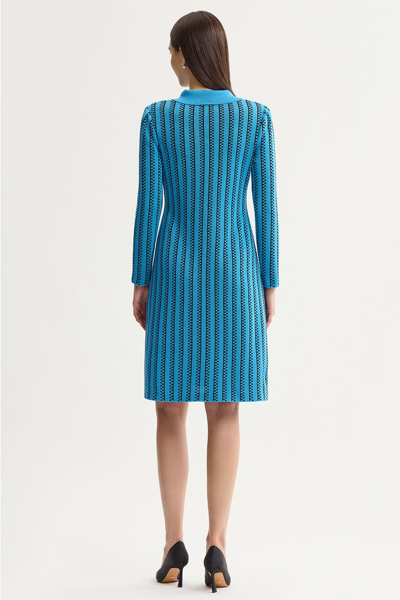A-Line Faux Double Breasted Knit Dress, Alternate, color, Tranquil Blue