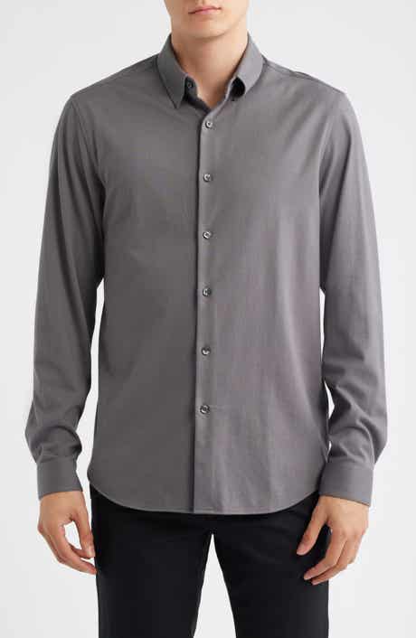 Theory Irving Structure Knit Button-Up Shirt