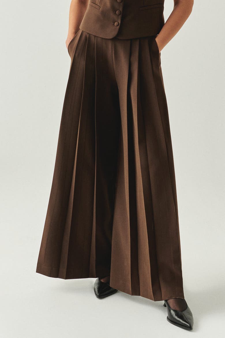 Wide Leg Back Pocketed Pants, Alternate, color, Brown