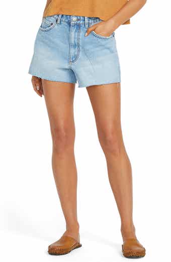 Billabong High Tides Raw Hem High Waist Denim Shorts