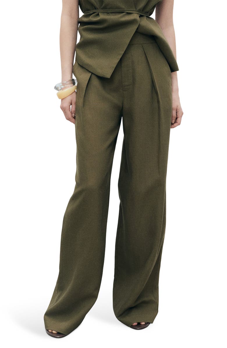 MANGO Straight Leg Pants, Main, color, Khaki Green