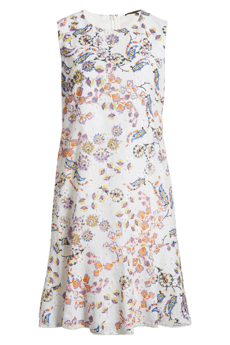 Daniela Floral Embroidered Cotton Dress, Alternate, color, IVORY MULTI
