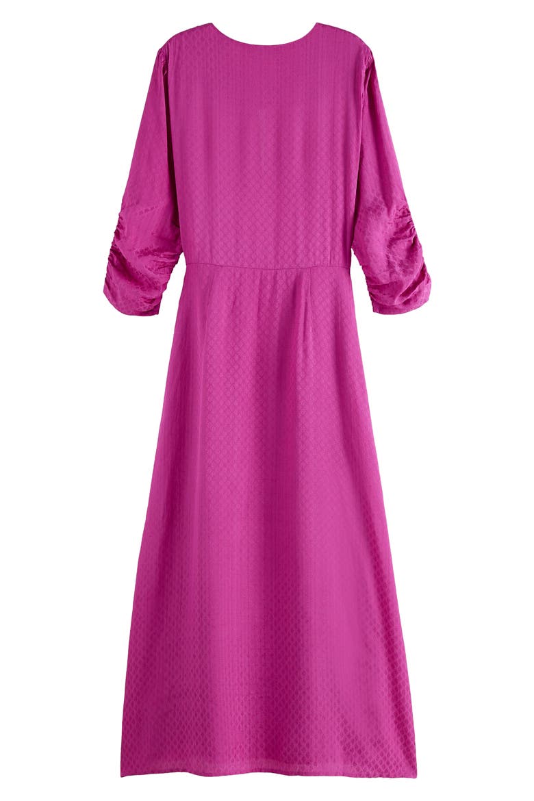 Jacquard Ruched Midi Dress, Alternate, color, VIOLET