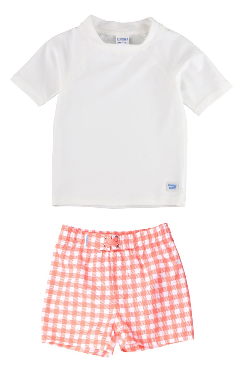 RuggedButts Two-Piece Rashguard Swimsuit, Main, color, Orange