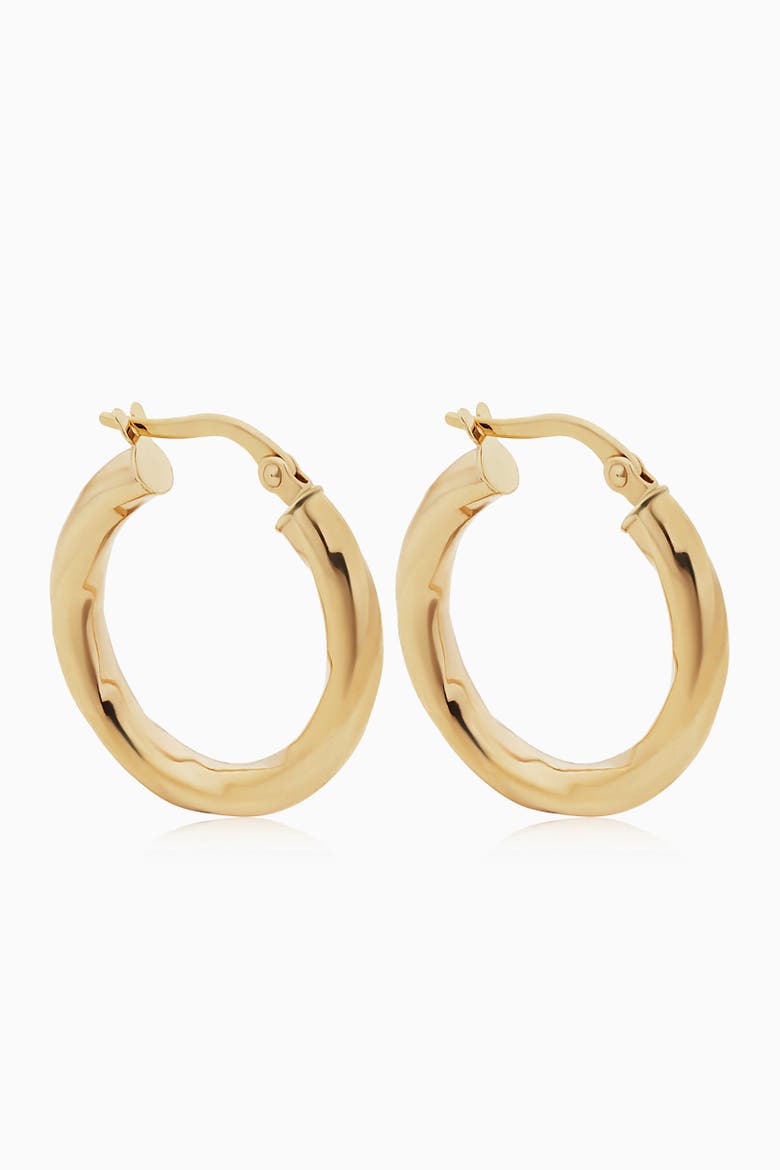 14K Gold Goddess Midi Hoops Earrings, Alternate, color, Yellow Gold