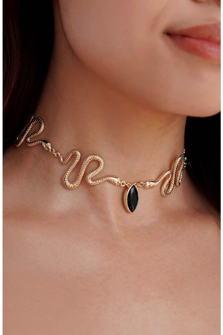 Serpentina Choker Necklace, Alternate, color, BLACK