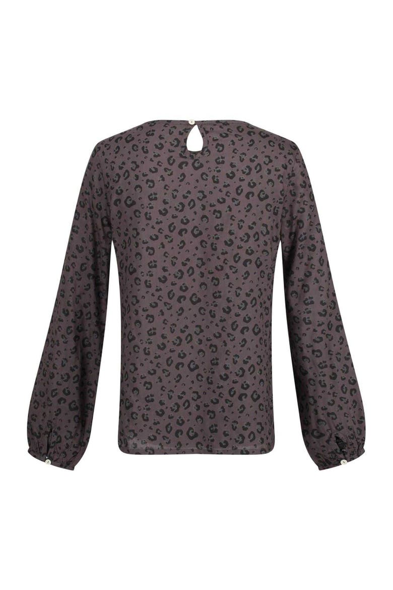 Hadria Leopard Print Keyhole Long-sleeved Blouse, Alternate, color, Black