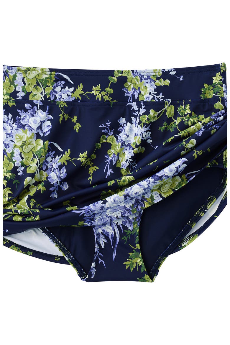 Tummy Control Swim Skirt, Alternate, color, Navy/White Blooms