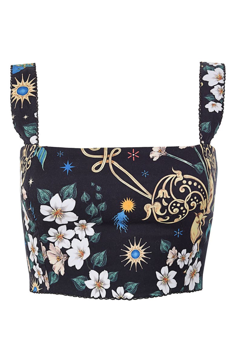 Agua Bendita Leah Solstice Cotton Cover-Up Crop Top, Alternate, color, Blue