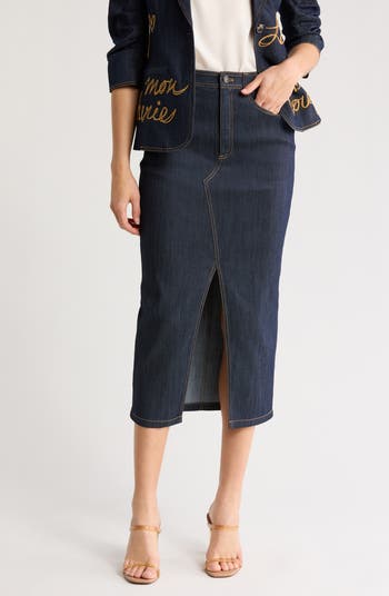 【AAKE】TENTEN DENIM MIDI SK Women's Kapok Blend Denim A-Line Skirt | Dresses & Skirts