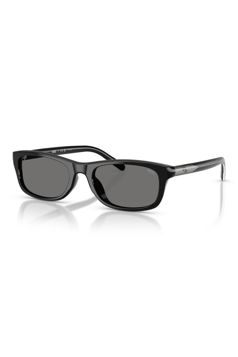 54mm Polarized Rectangular Sunglasses, Alternate, color, SOLID BLACK / DARK GREY POLAR