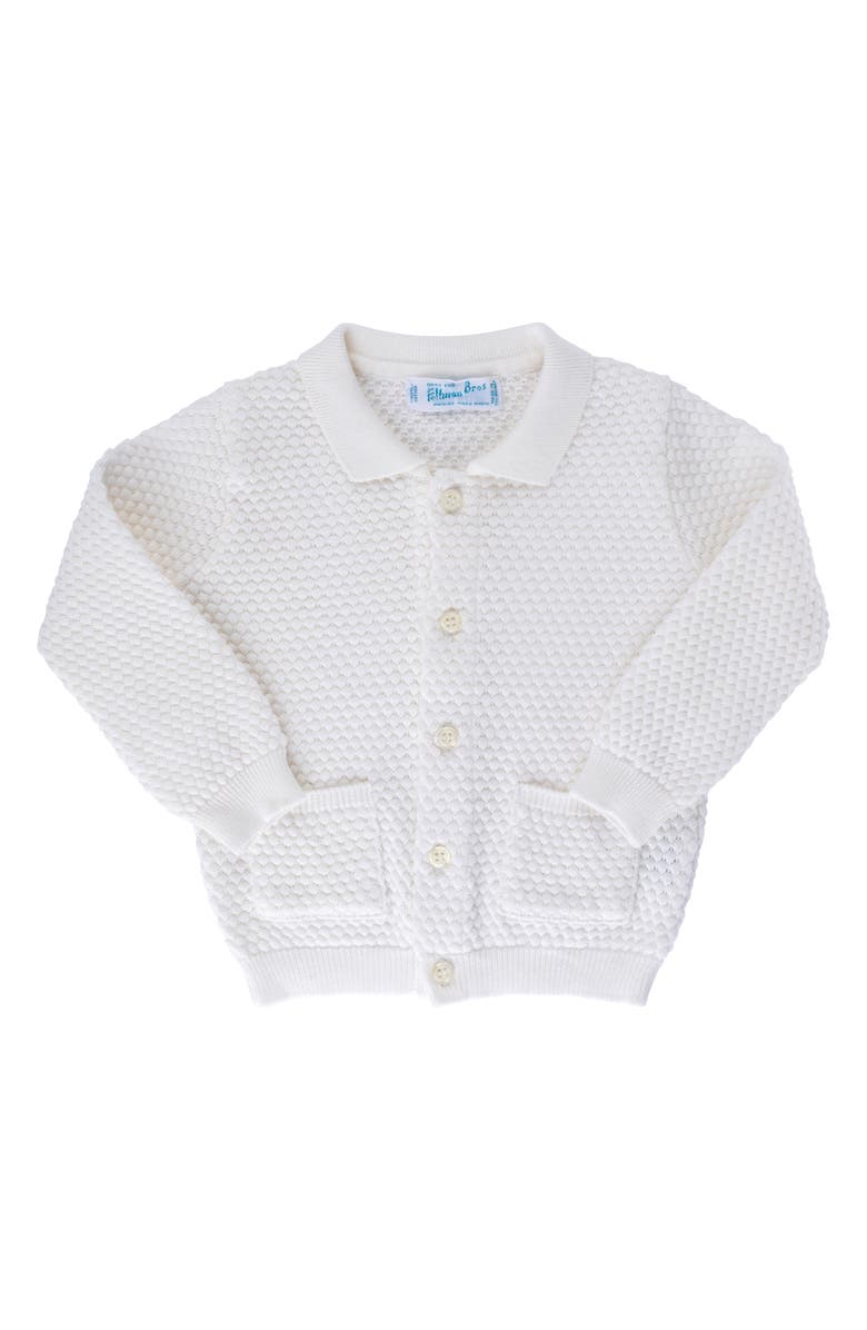 Feltman Brothers Popcorn Stitch Cotton Cardigan, Main, color, Ivory