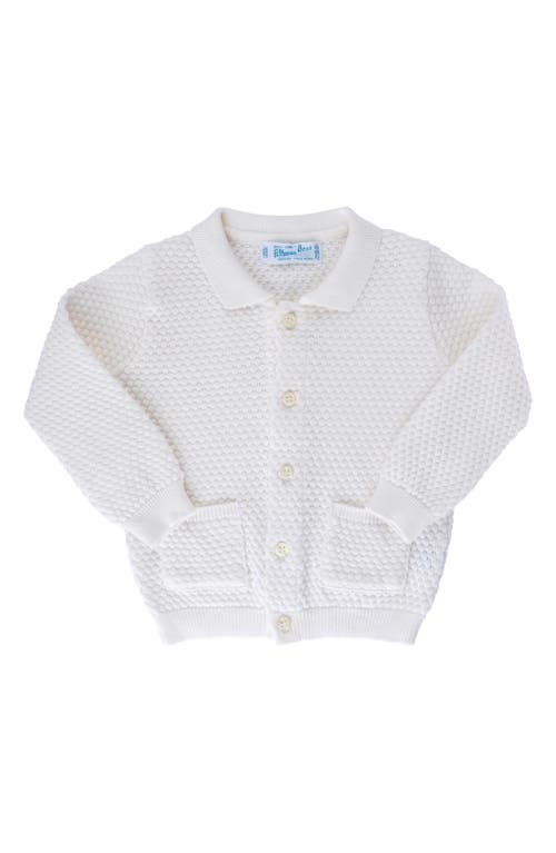 Feltman Brothers Popcorn Stitch Cotton Cardigan in Ivory 