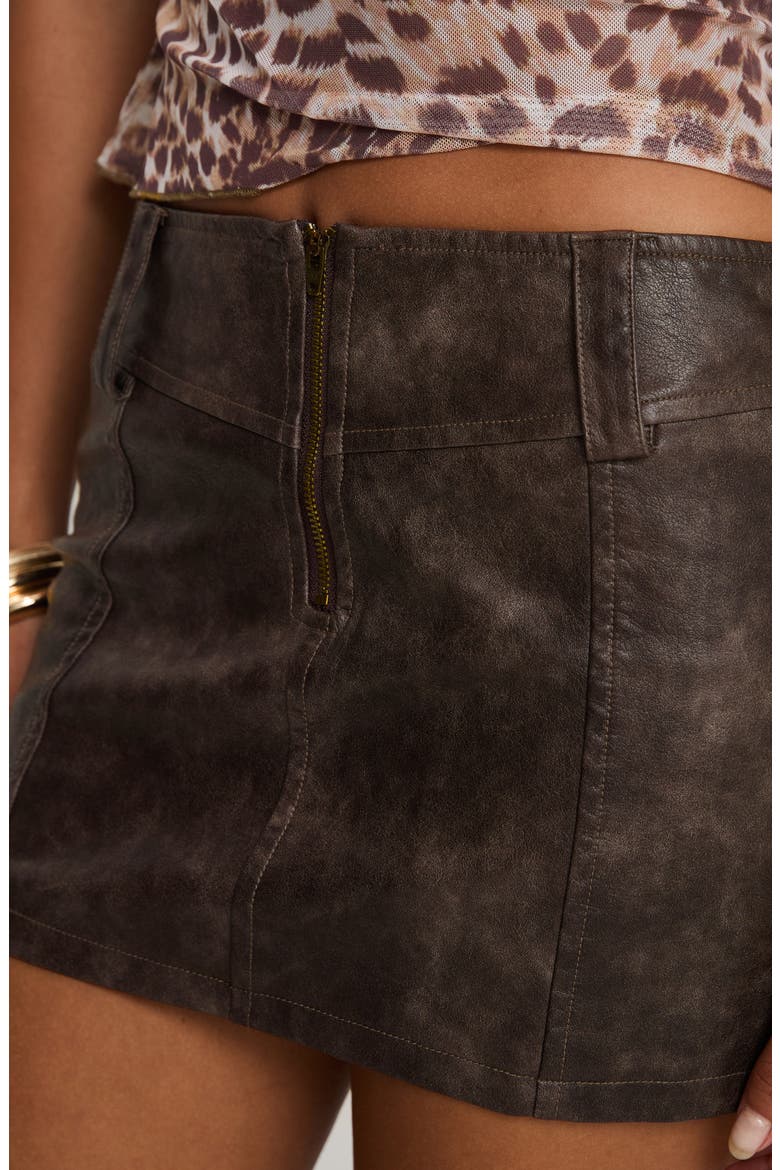 Anarchy Low Rise Faux Leather Miniskirt, Alternate, color, BROWN
