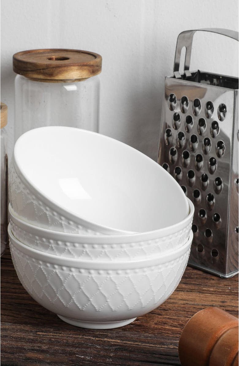 Stone Lain Alexandria Bone China 16-Piece Dinnerware Set, Alternate, color, White