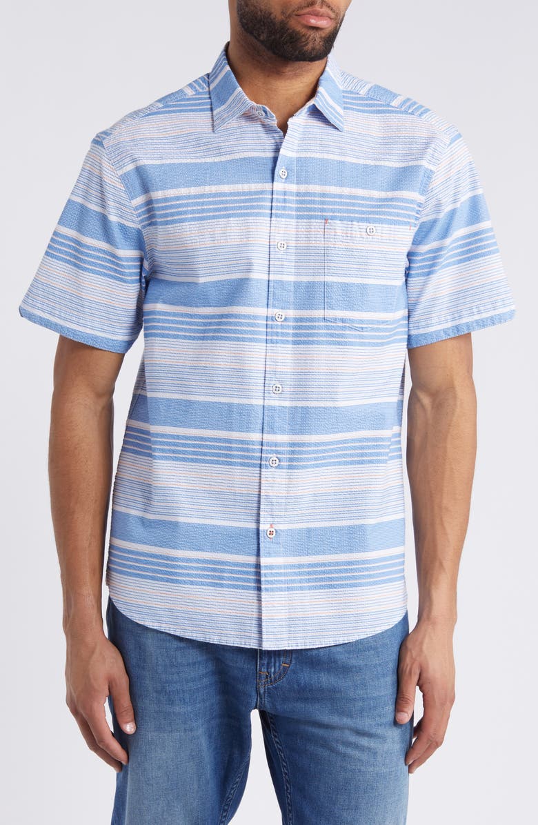 Tommy Bahama Nova Wave Jet Stream Stripe Short Sleeve Button-Up Shirt, Main, color,