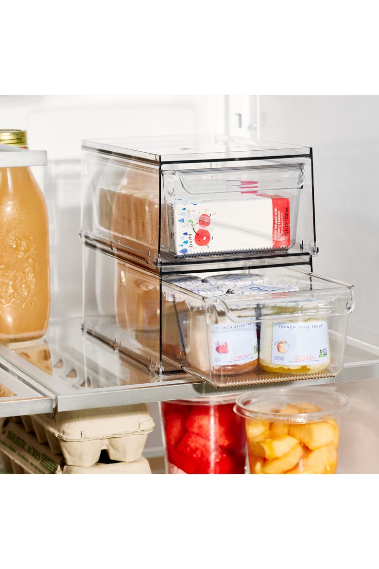 Stackable Kitchen Storage Drawer for Fridge, Pantry, Under-Sink, or Cabinet - Set of 4 - Clear, Alternate, color, Clear