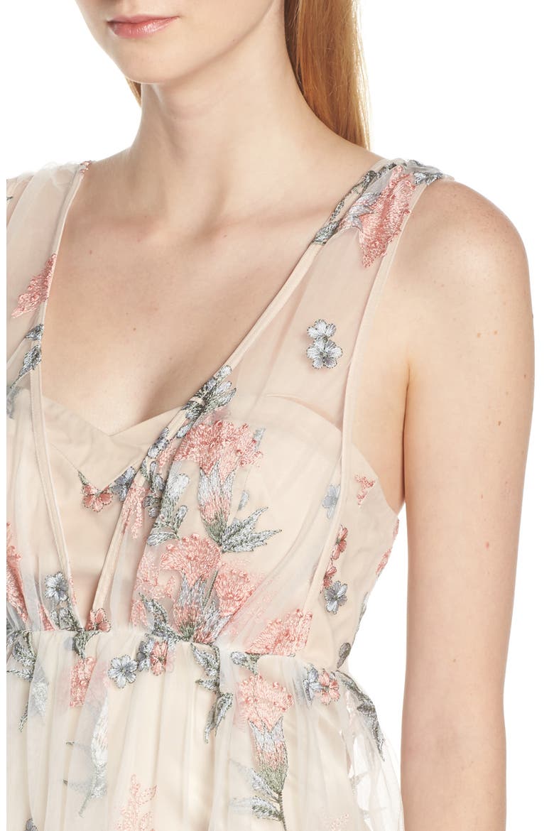 Floral Embroidered Maxi Dress, Alternate, color, IVORY/ MULTI