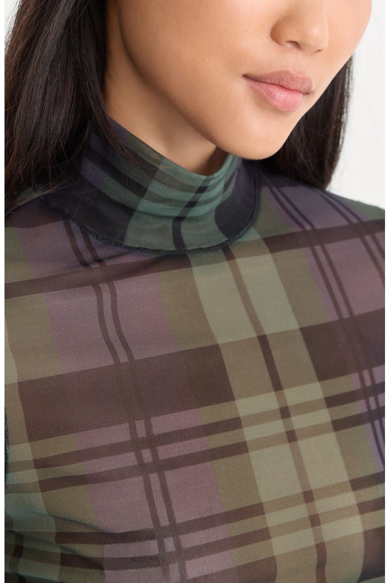The Mesh Turtleneck, Alternate, color, NAVY AND GREEN PLAID