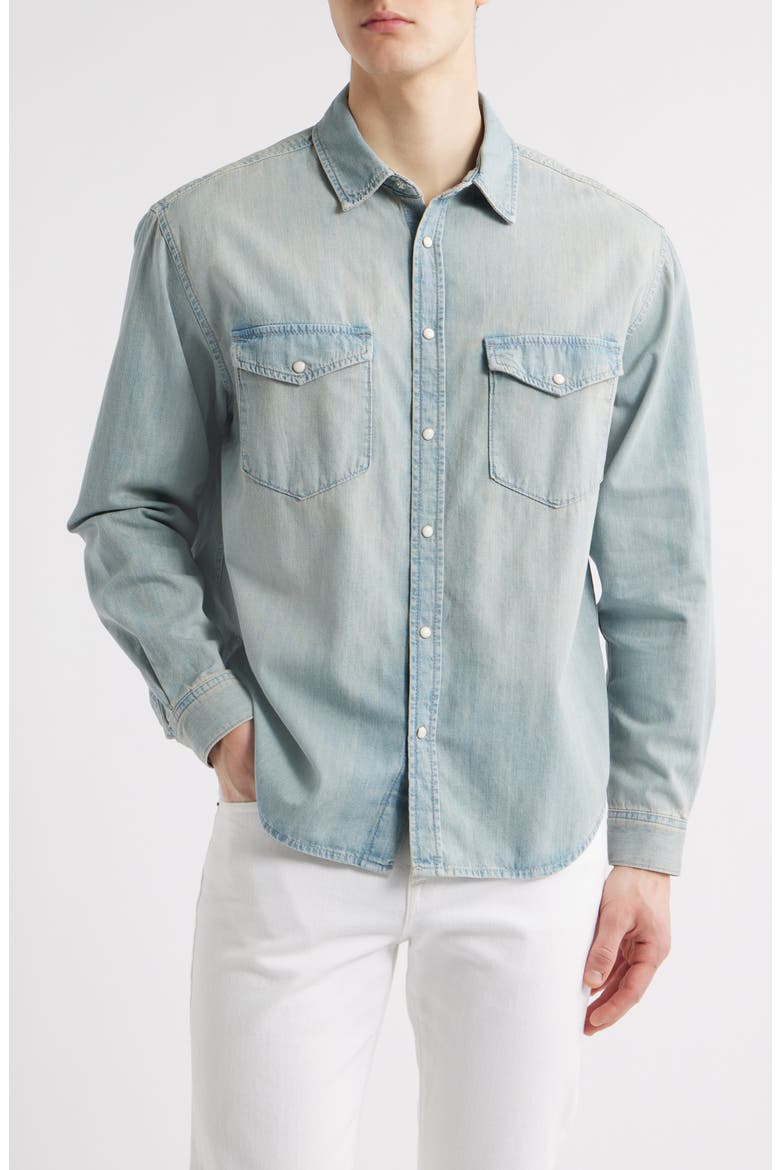 Modern Cotton Denim Snap-Up Western Shirt, Main, color, CALABASAS