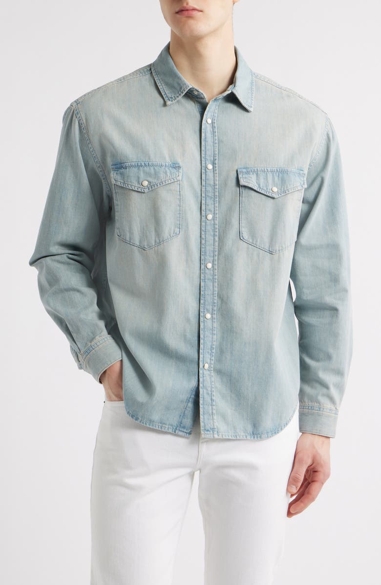 FRAME Modern Cotton Denim Snap-Up Western Shirt, Main, color, Calabasas