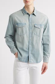 FRAME Modern Cotton Denim Snap-Up Western Shirt