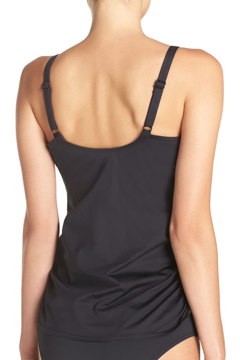 'Versailles' Underwire Tankini Top, Alternate, color, BLACK