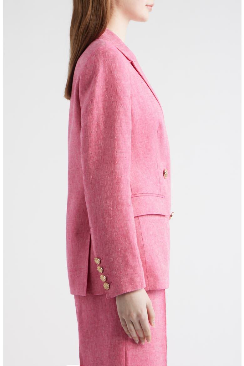 The Kenna Double Breasted Linen Blazer, Alternate, color, PLUM ROSE