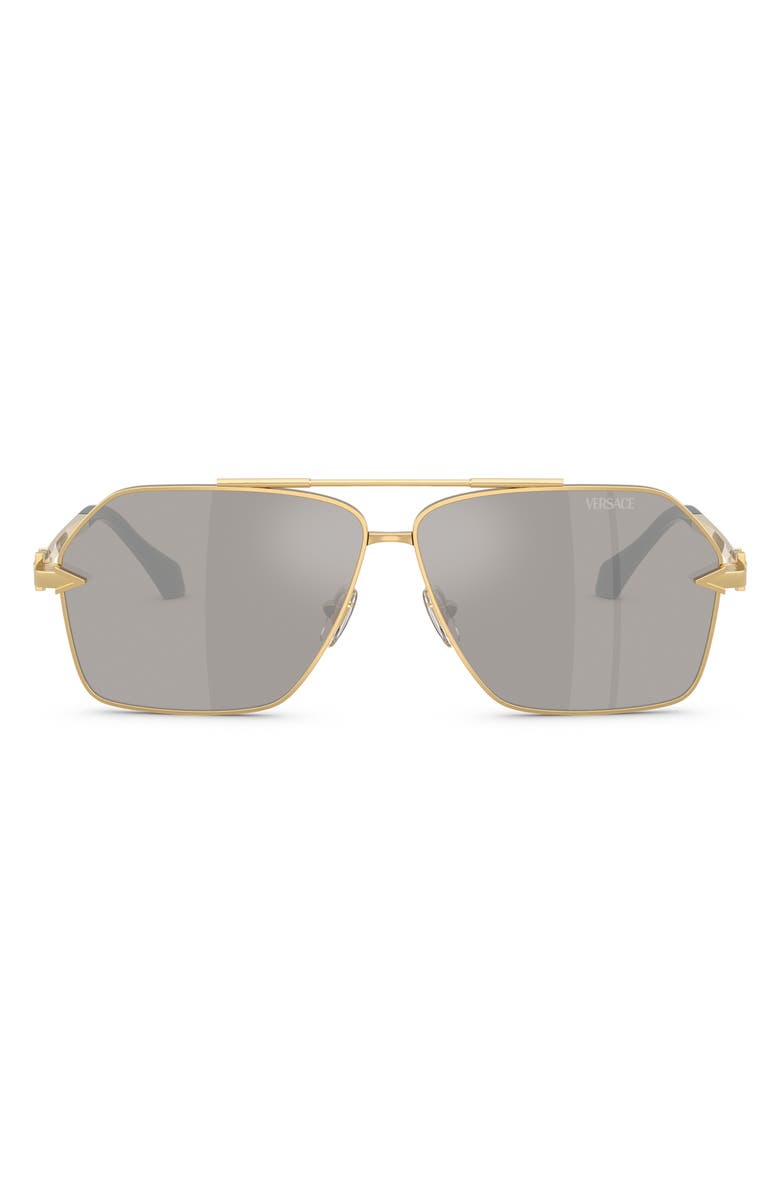 Versace 63mm Pilot Sunglasses, Main, color, Gold / Light Grey Silver