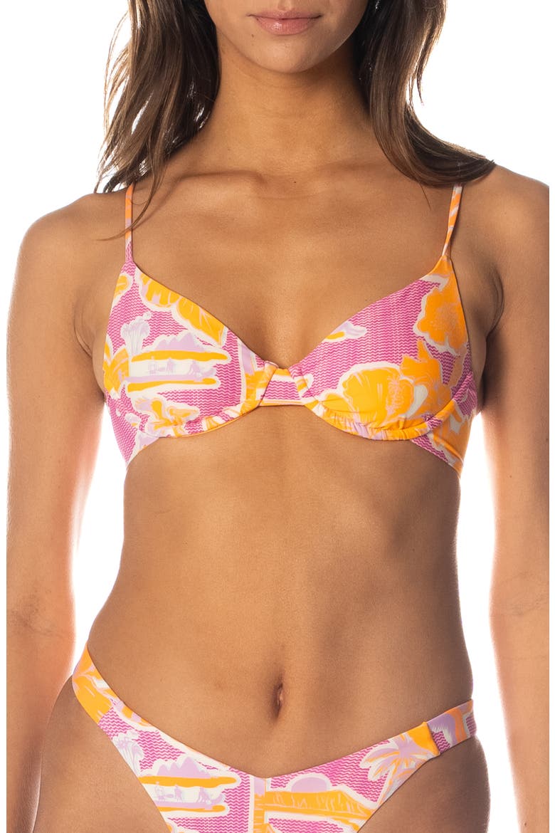 Flamingo Glow Dainty Reversible Underwire Bikini Top, Main, color, OPEN PURPLE