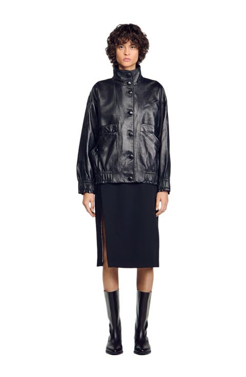 Oversized leather jacket