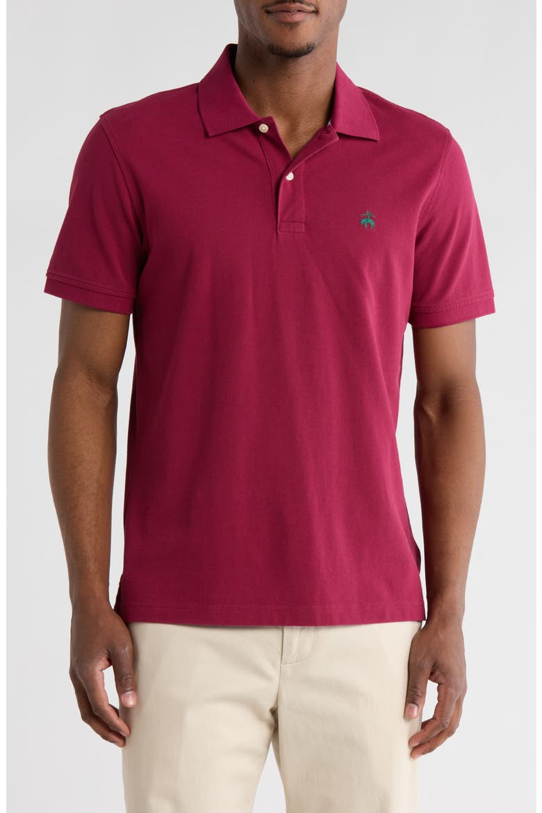 Trim Fit Solid Cotton Piqué Polo, Main, color, RED PLUM