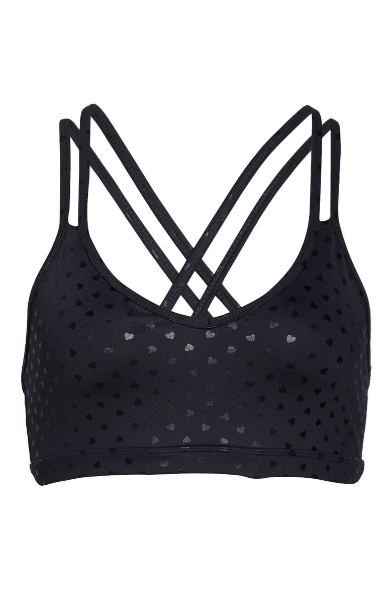 Double Back Sports Bra, Alternate, color, BLACK-SHINY BLACK HEARTS
