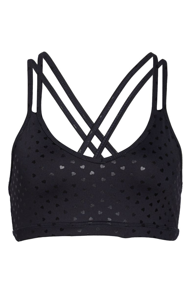Beyond Yoga Double Back Sports Bra, Alternate, color, Black-Shiny Black Hearts