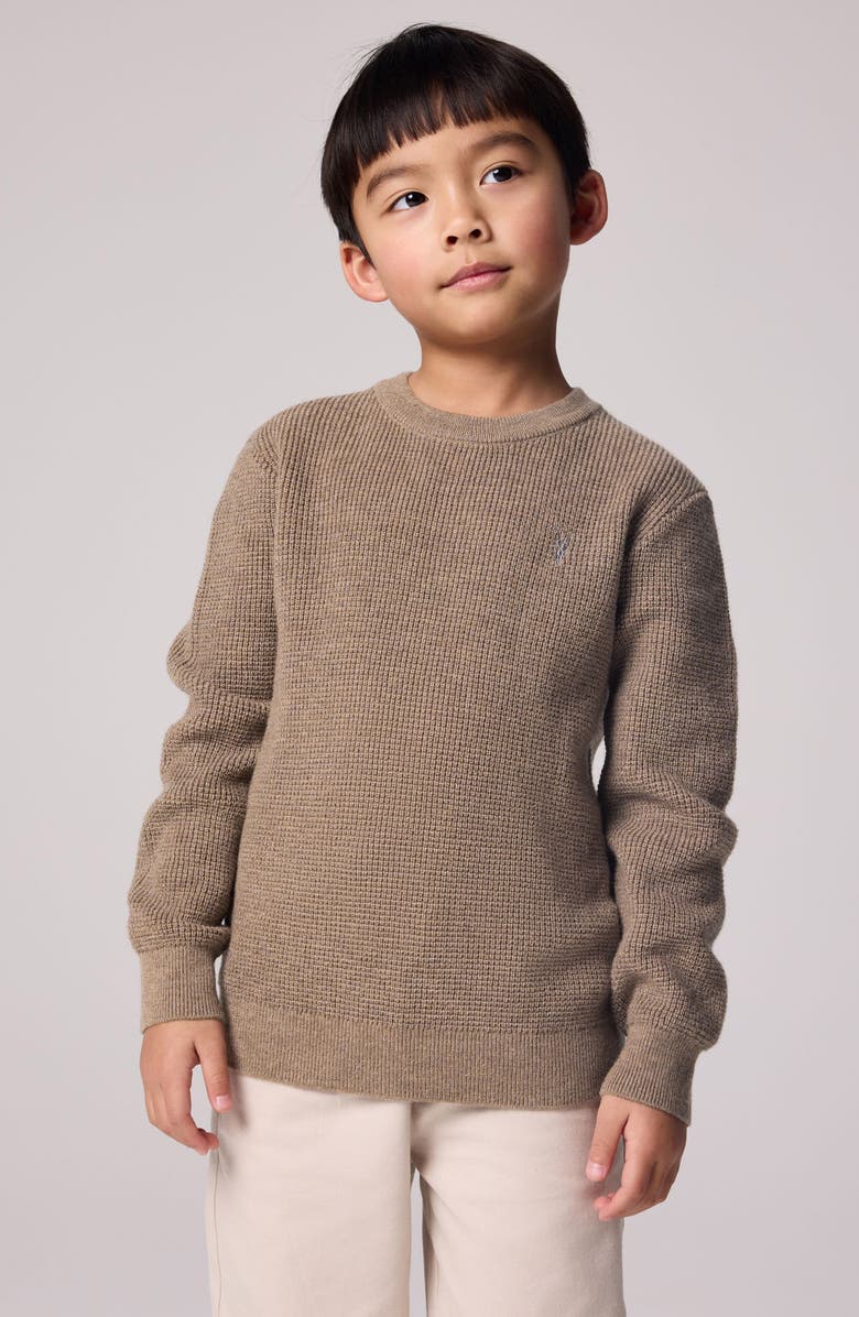 smALLSAINTS by ALLSAINTS Kids' Ramskull Embroidered Waffle Stitch Crewneck Sweater, Alternate, color, 