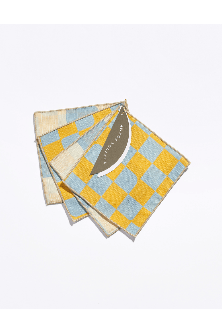 Checker Cocktail Napkins Set of 4, Main, color, SKY