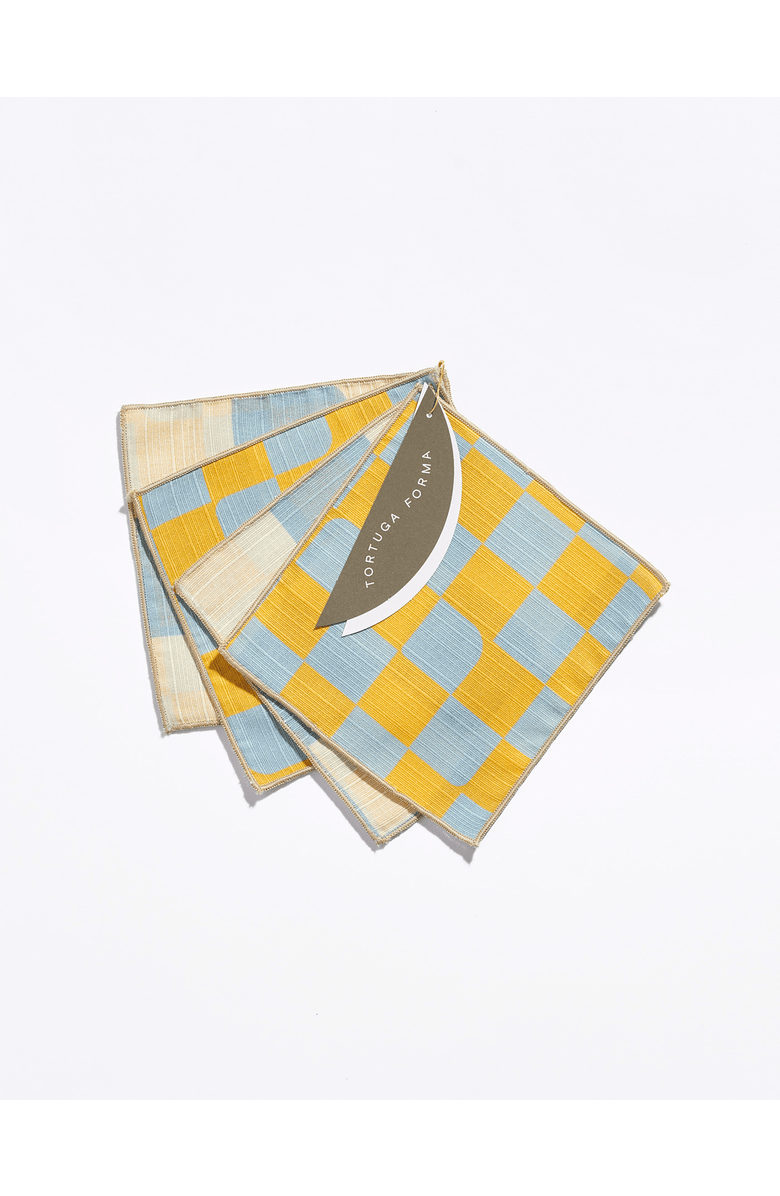 Tortuga Forma Checker Cocktail Napkins Set of 4, Main, color, Sky