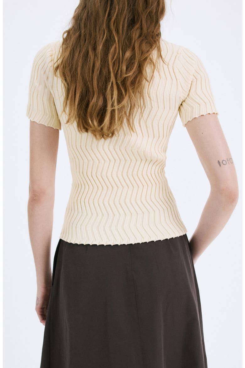Zigzag Rib Polo Sweater, Alternate, color, ECRU