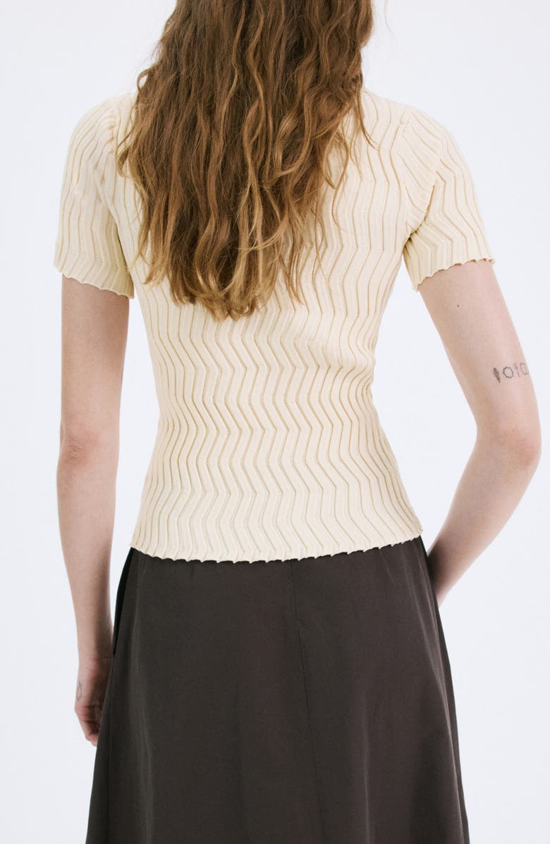 MANGO Zigzag Rib Polo Sweater, Alternate, color, 