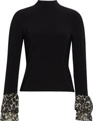 Ramy Brook Vickiana Mock Neck Bell Sleeve Top