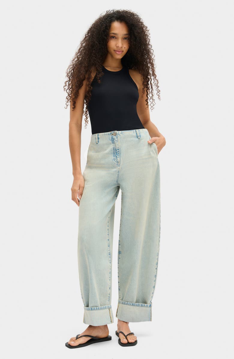 ALIGNE Christina Cuffed Barrel Leg Jeans, Alternate, color, Cloud Blue