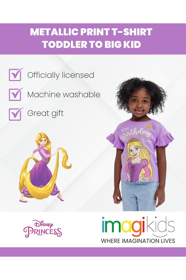Princess Birthday Graphic T-Shirt, Alternate, color, Rapunzel Violet