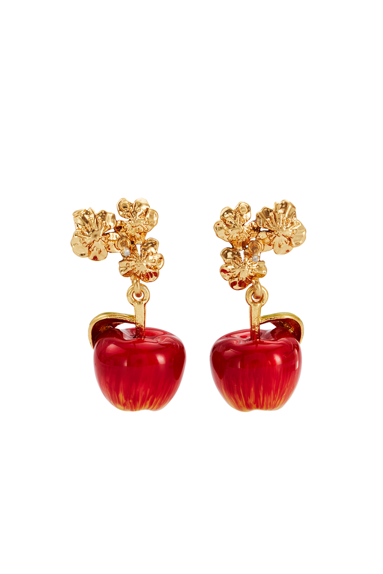 Apple Blossom Drop Earrings, Alternate, color, Gold
