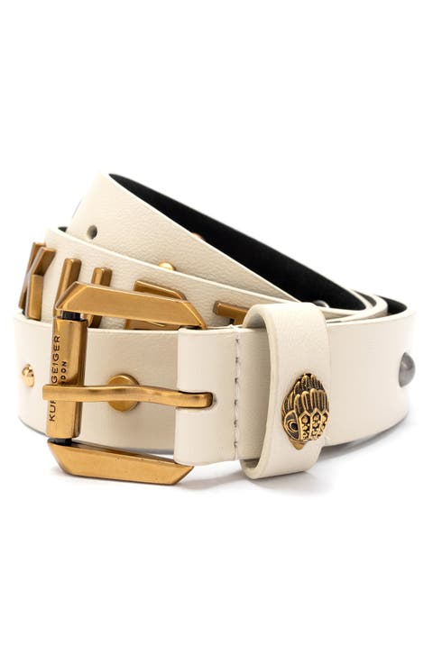 Block Letter Leather Belt